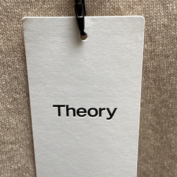 Theory Cashmere Short Sleeve Luxe Knit-Taupe/Oatmeal-NWT - Picture 4 of 5
